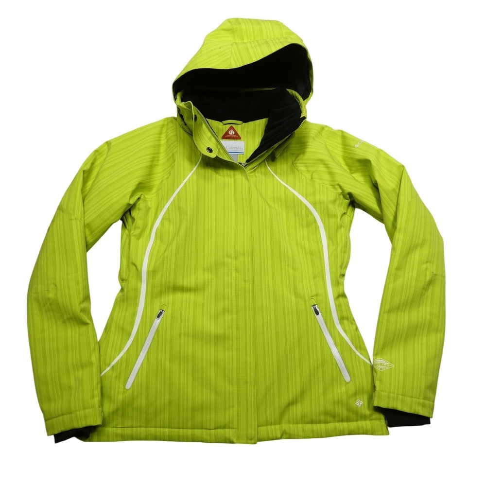 Columbia Ski Jacket Womens Medium Green Omni-Heat Omni-Tech Hooded Waterproof